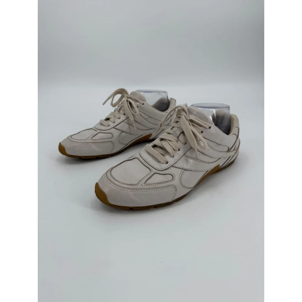 Vince Leather Low Top Sneakers Cream Off White Gum Sole Lace Up Trainers